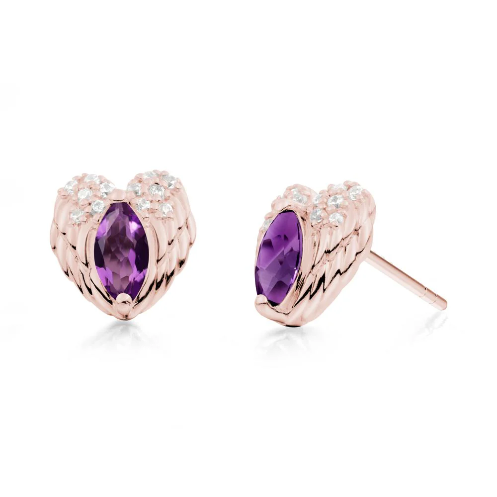Guardian Angel Wings Amethyst Stud Earrings - Image 6