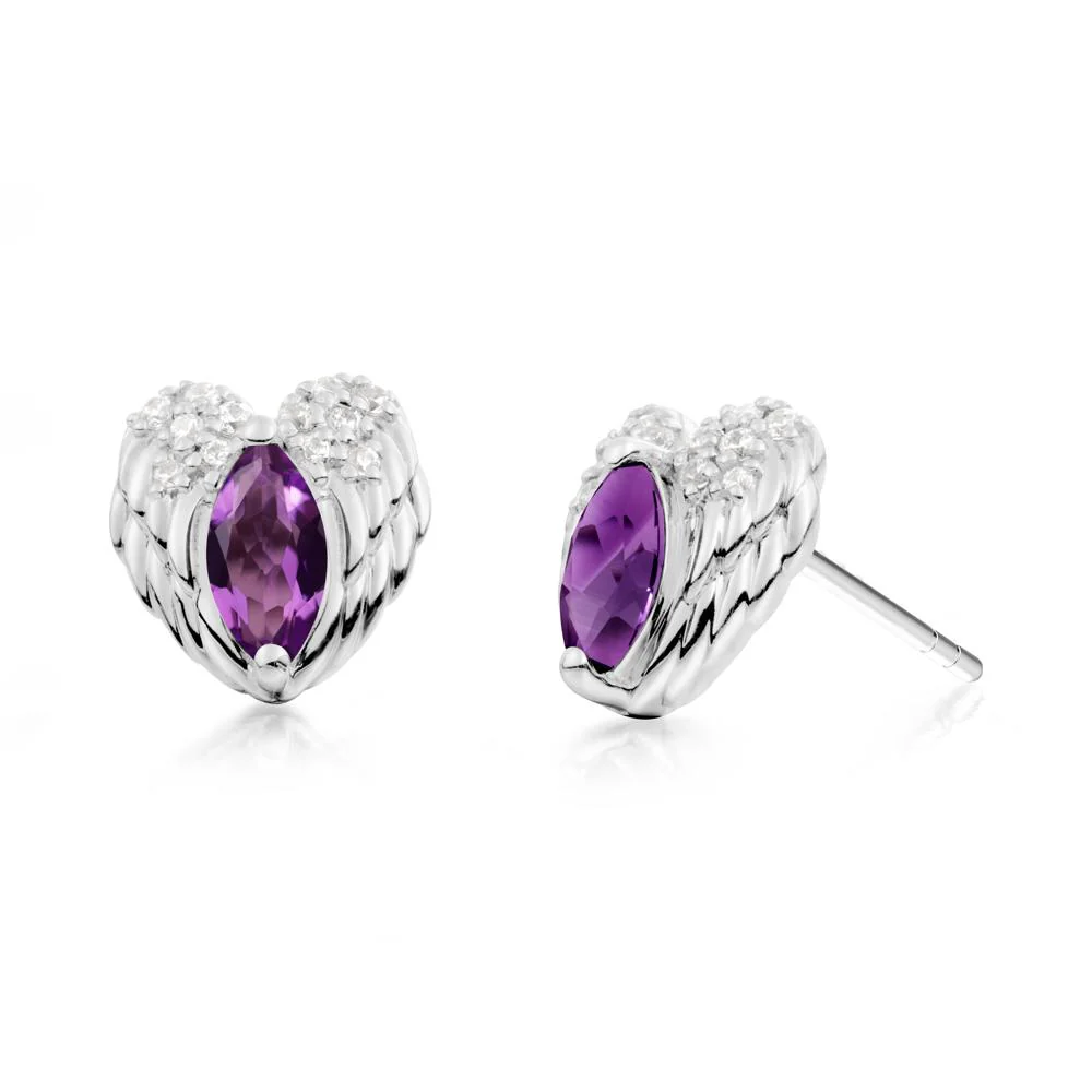 Guardian Angel Wings Amethyst Stud Earrings - Image 8