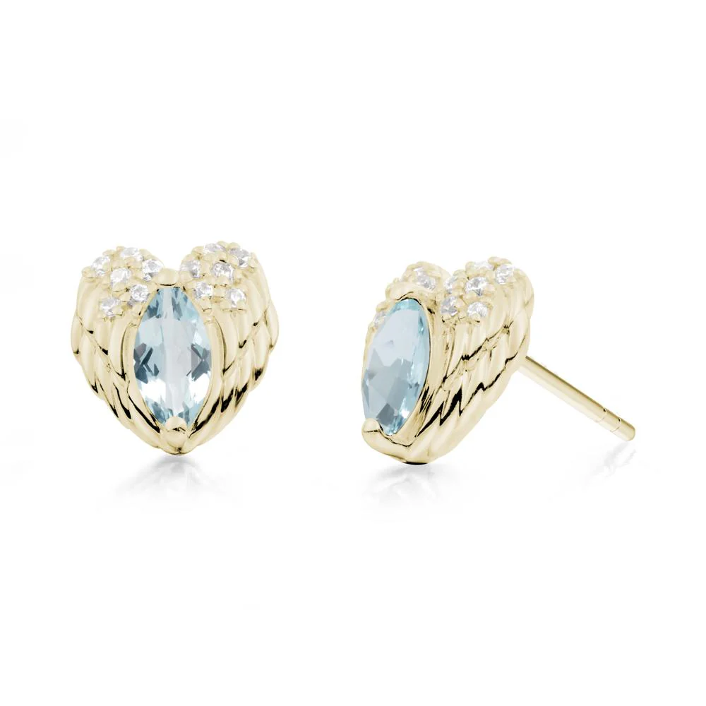 Guardian Angel Wings Aquamarine Stud Earrings - Image 2