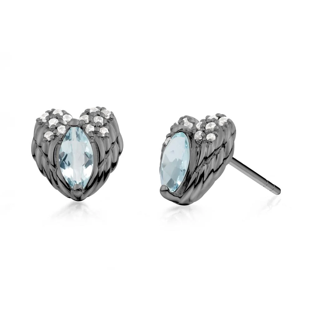 Guardian Angel Wings Aquamarine Stud Earrings - Image 4