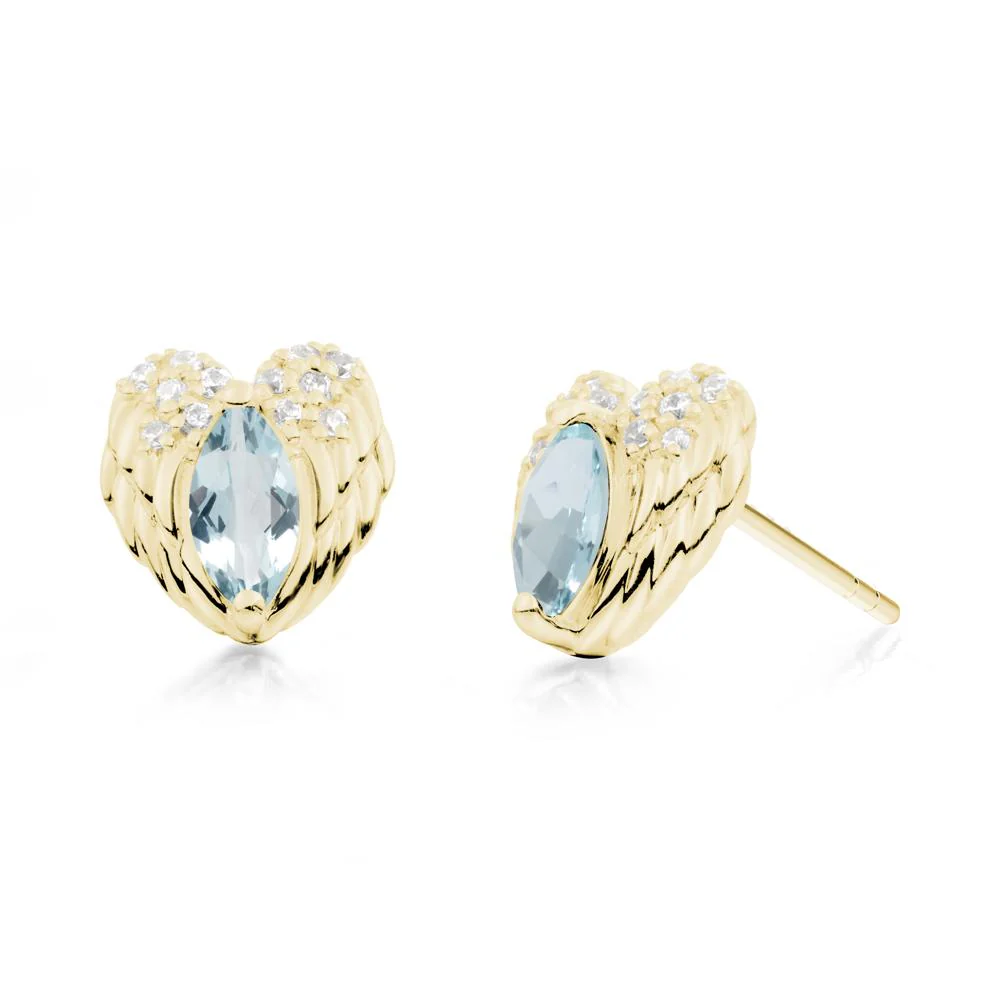 Guardian Angel Wings Aquamarine Stud Earrings - Image 5