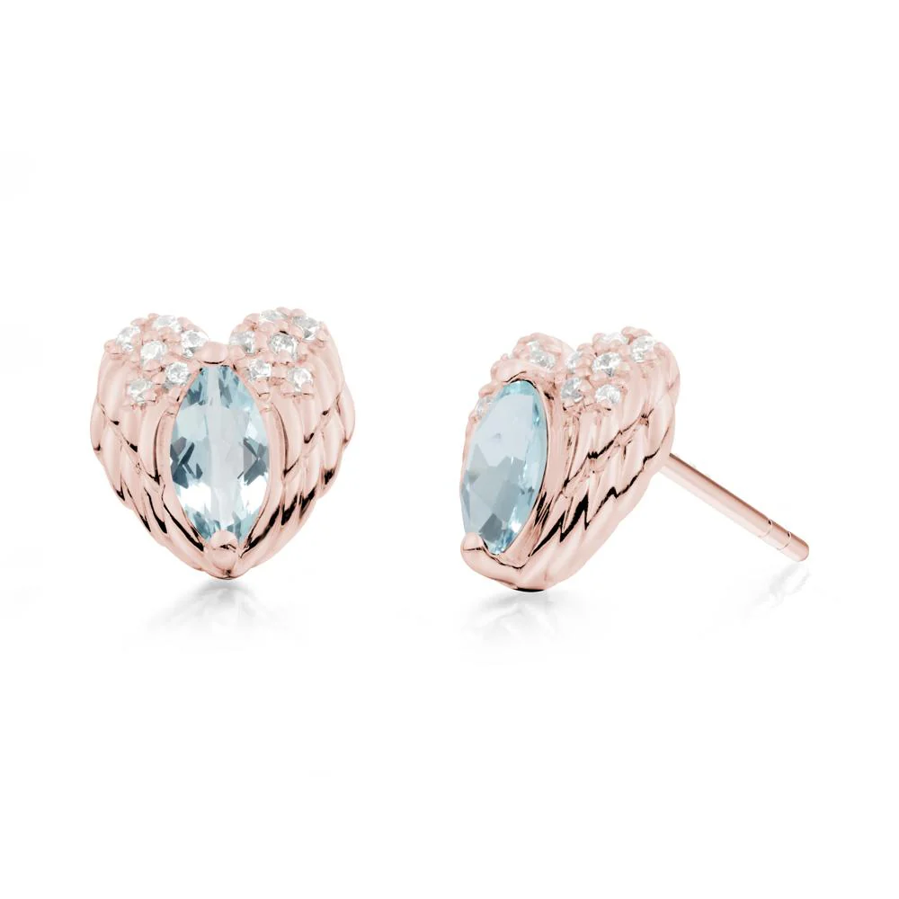 Guardian Angel Wings Aquamarine Stud Earrings - Image 8