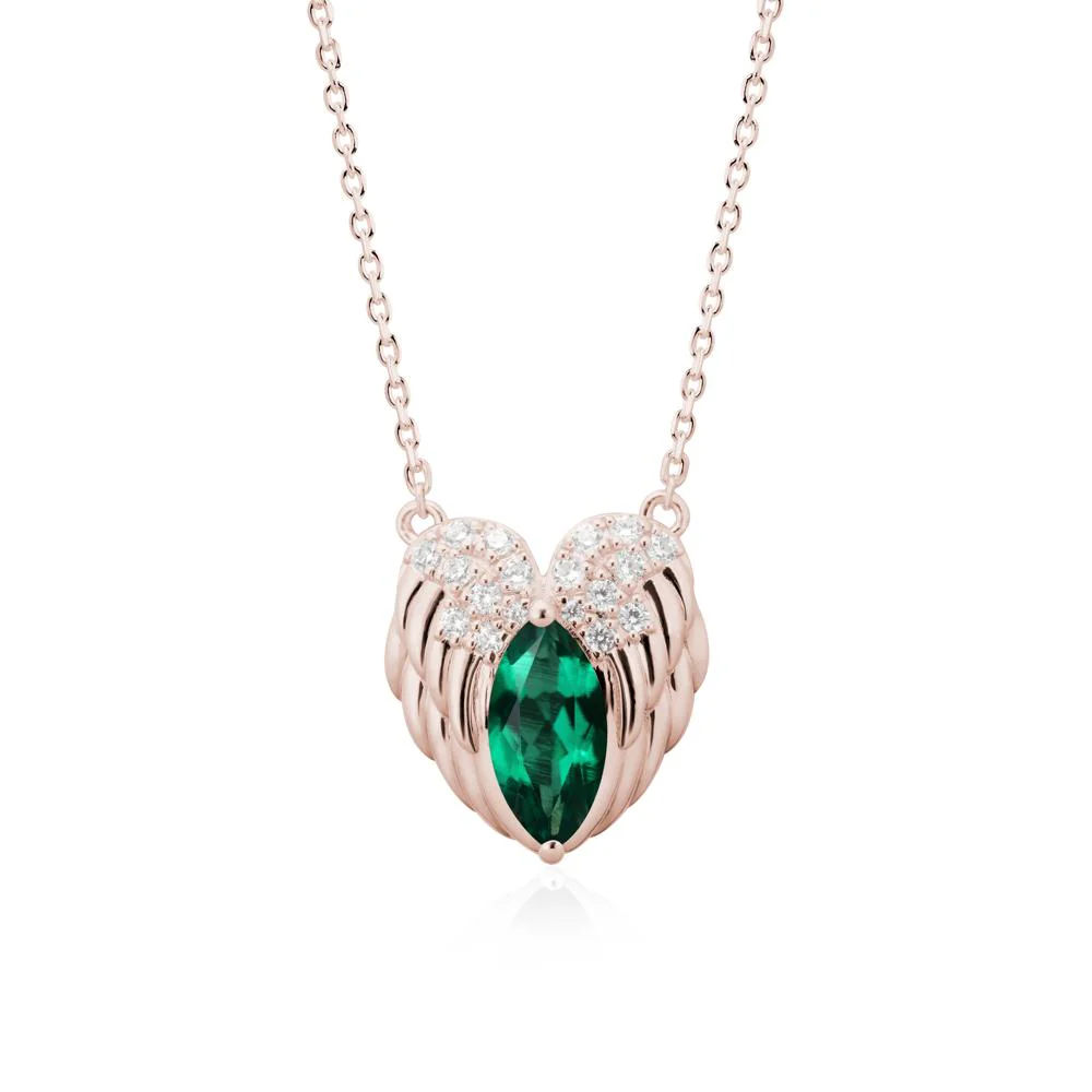 Guardian Angel Wings Emerald Necklace