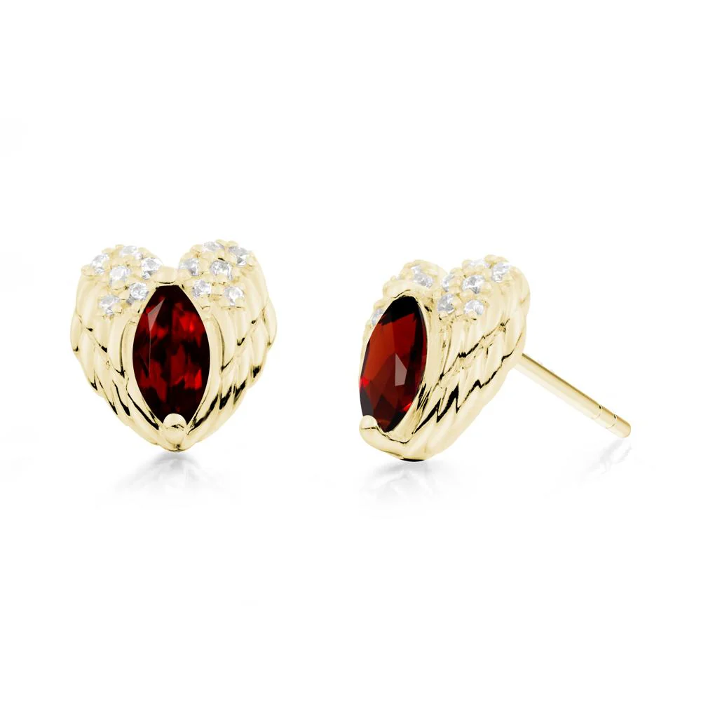 Guardian Angel Wings Garnet Stud Earrings - Image 5