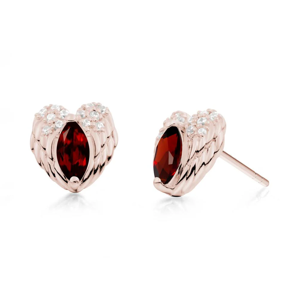 Guardian Angel Wings Garnet Stud Earrings - Image 6