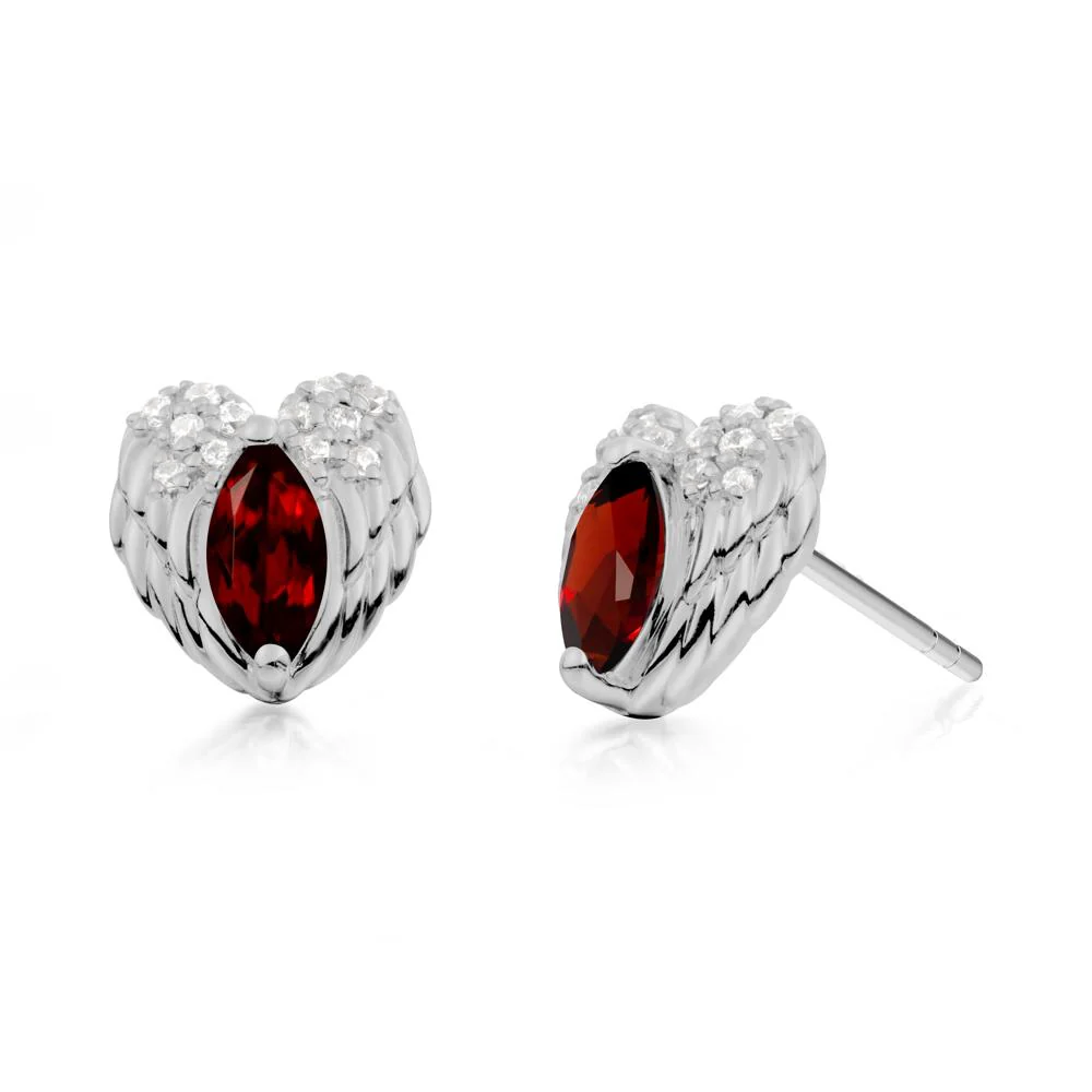 Guardian Angel Wings Garnet Stud Earrings - Image 9