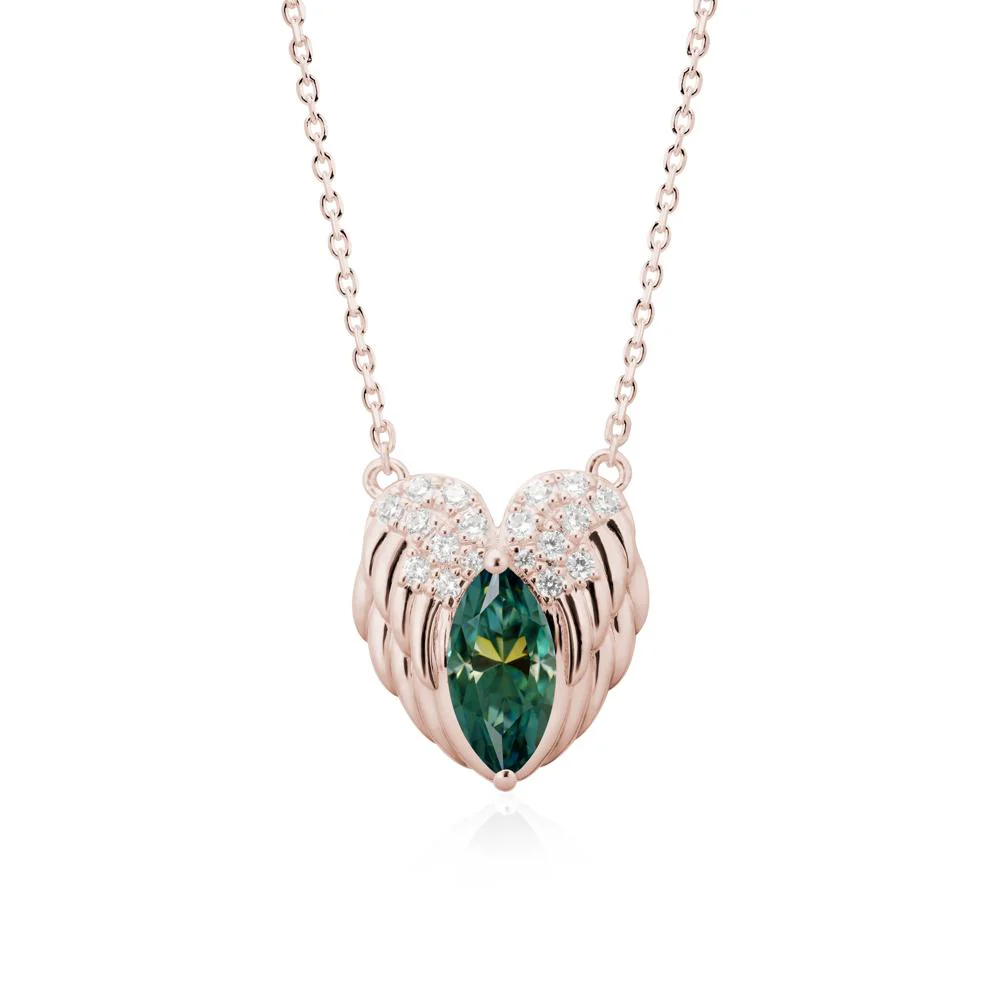 Guardian Angel Wings Green Moissanite Necklace - Image 2