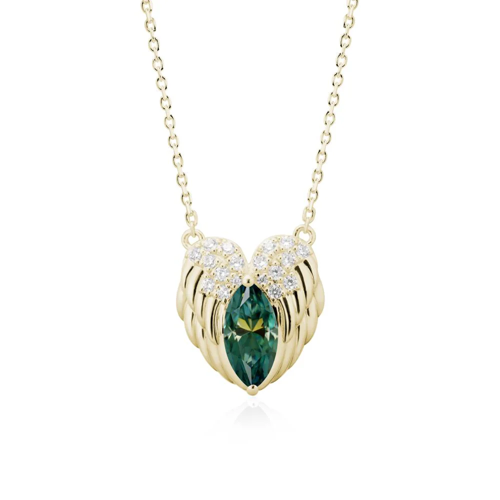 Guardian Angel Wings Green Moissanite Necklace - Image 4