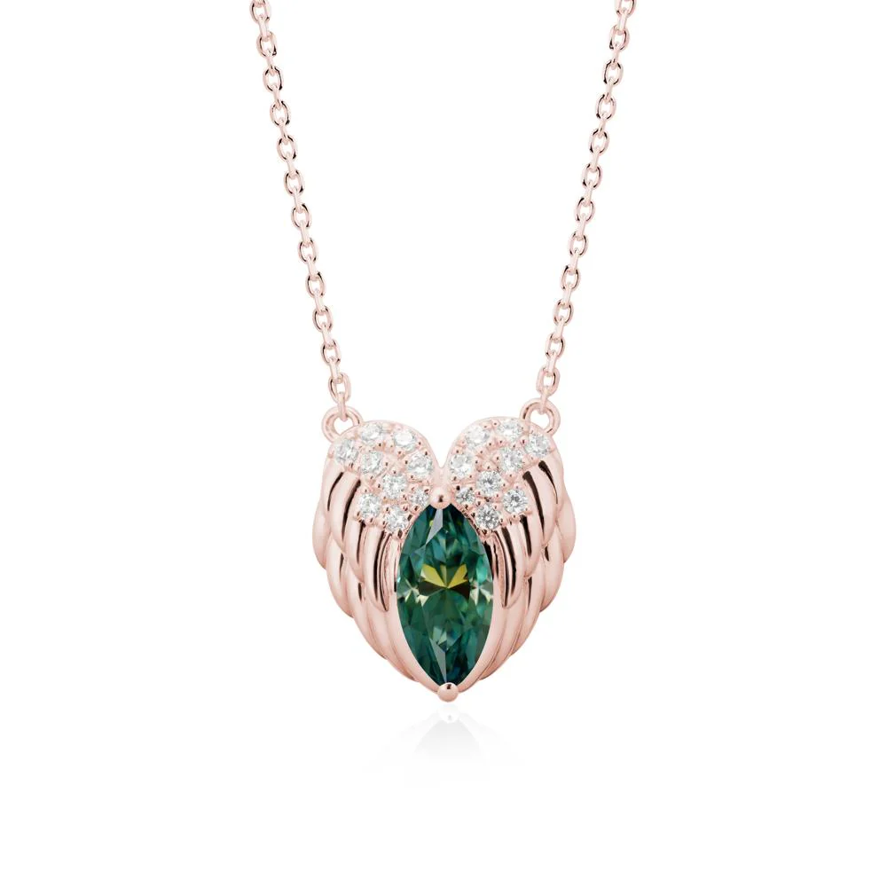 Guardian Angel Wings Green Moissanite Necklace - Image 5