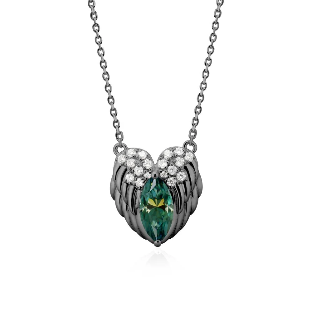 Guardian Angel Wings Green Moissanite Necklace - Image 8