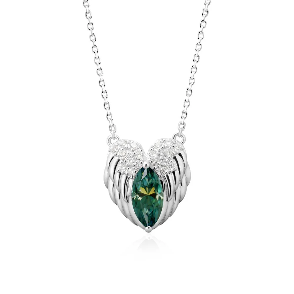 Guardian Angel Wings Green Moissanite Necklace - Image 9