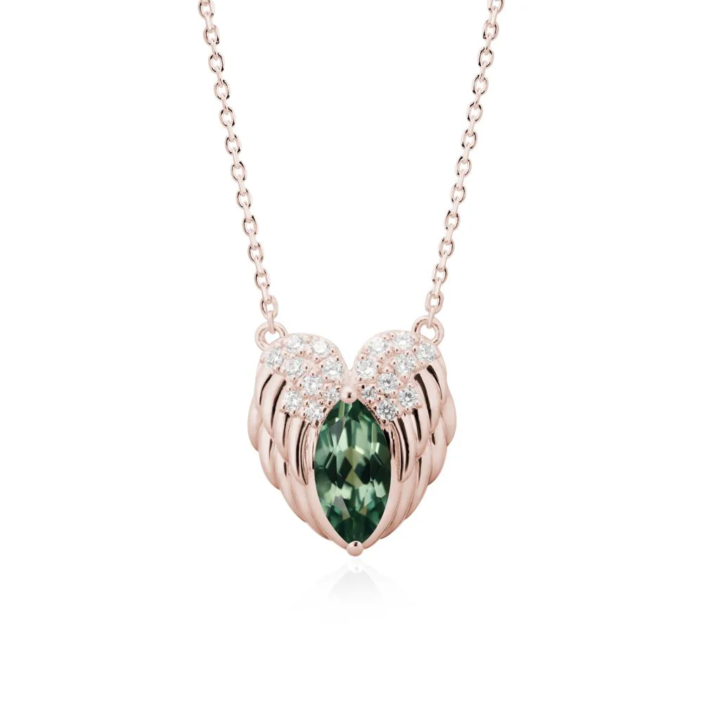 Guardian Angel Wings Green Sapphire Necklace - Image 2