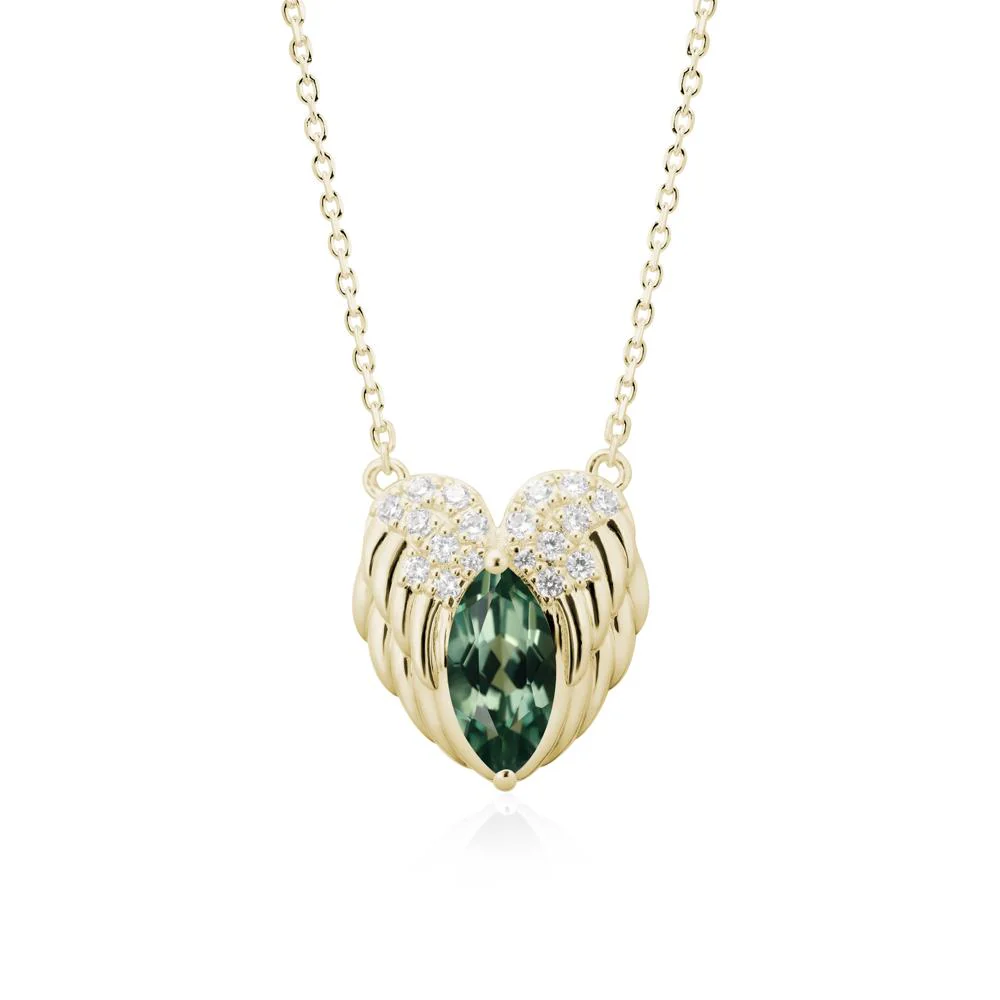 Guardian Angel Wings Green Sapphire Necklace - Image 3