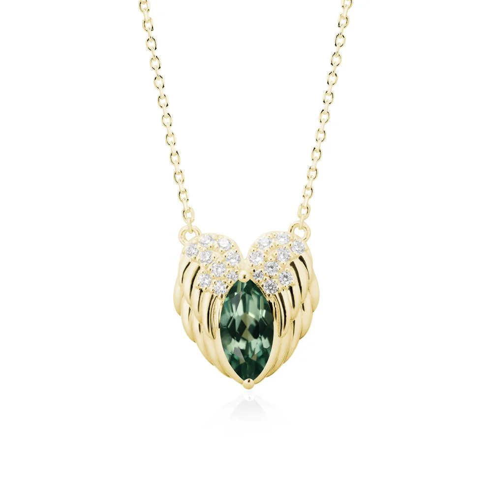Guardian Angel Wings Green Sapphire Necklace - Image 6
