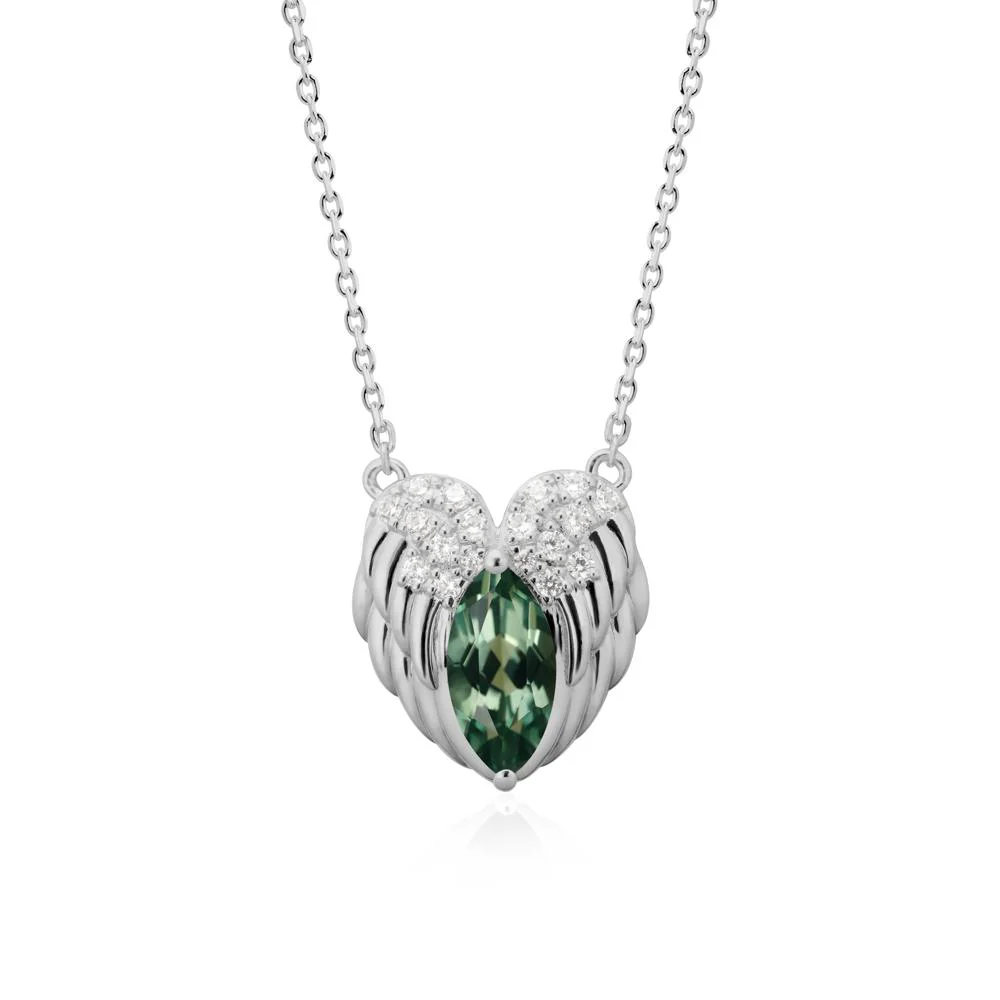 Guardian Angel Wings Green Sapphire Necklace - Image 8