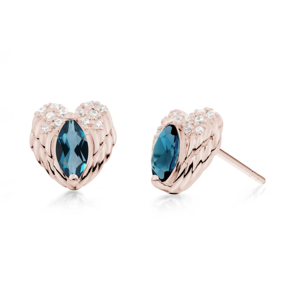 Guardian Angel Wings London Blue Topaz Stud Earrings - Image 5