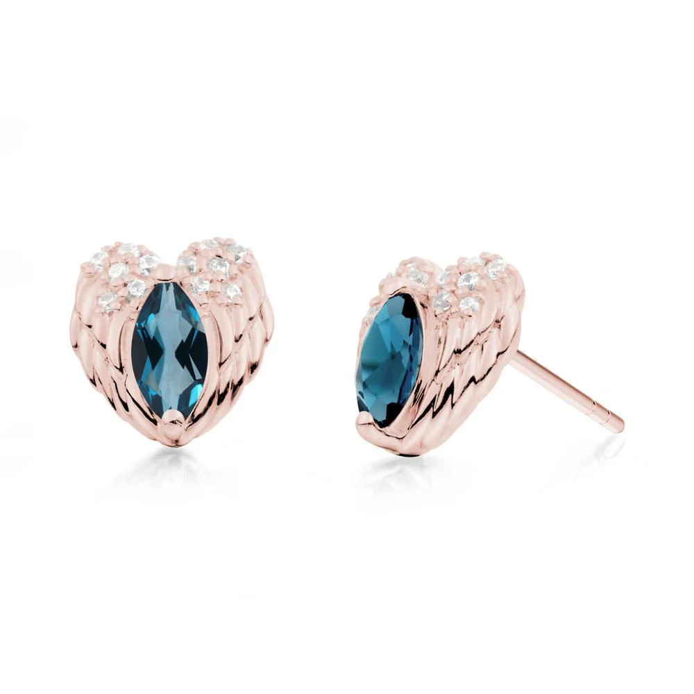 Guardian Angel Wings London Blue Topaz Stud Earrings - Image 6