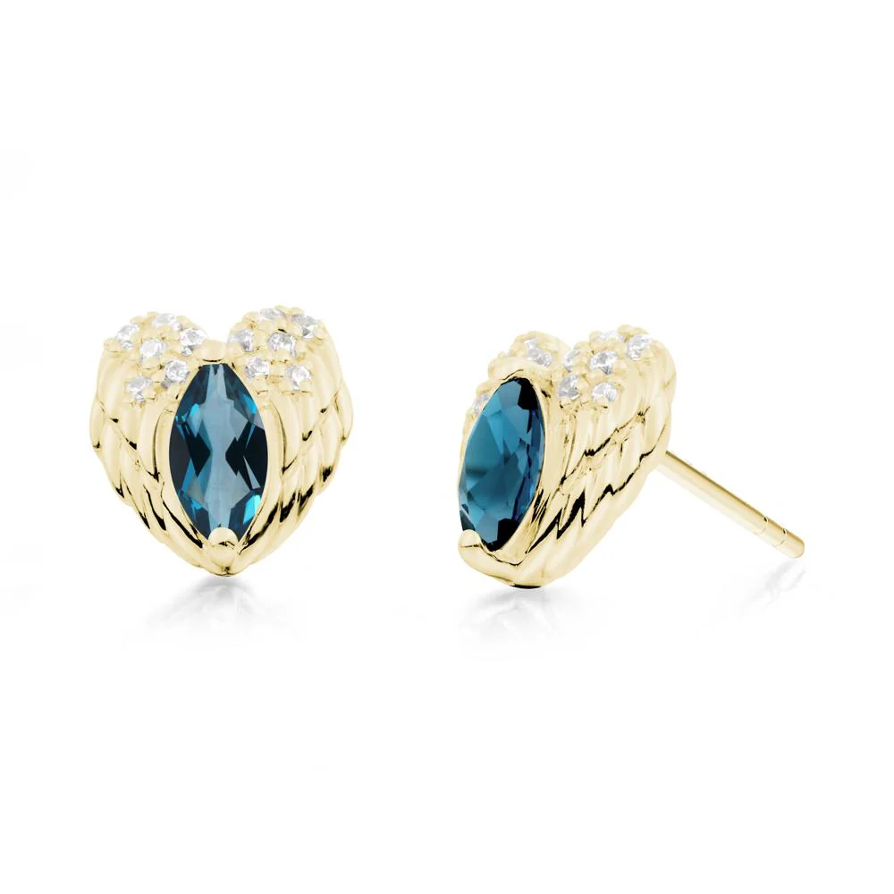Guardian Angel Wings London Blue Topaz Stud Earrings - Image 7
