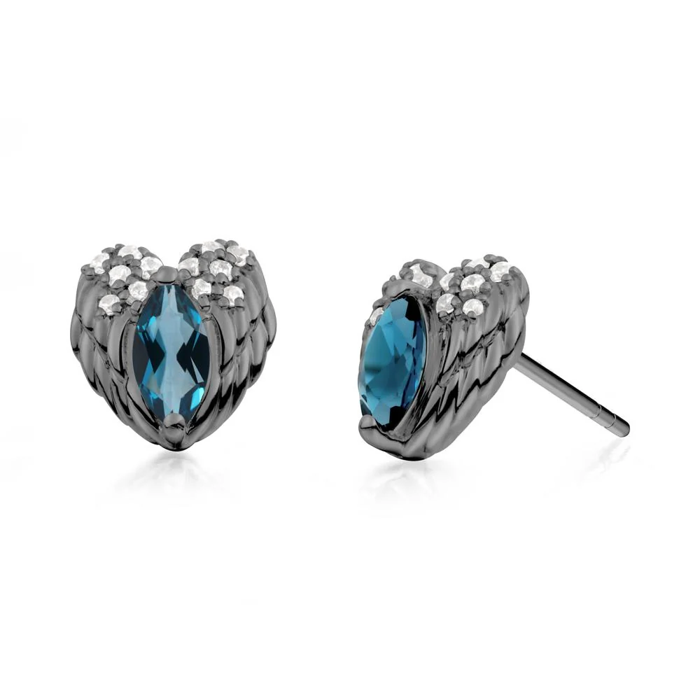 Guardian Angel Wings London Blue Topaz Stud Earrings - Image 9