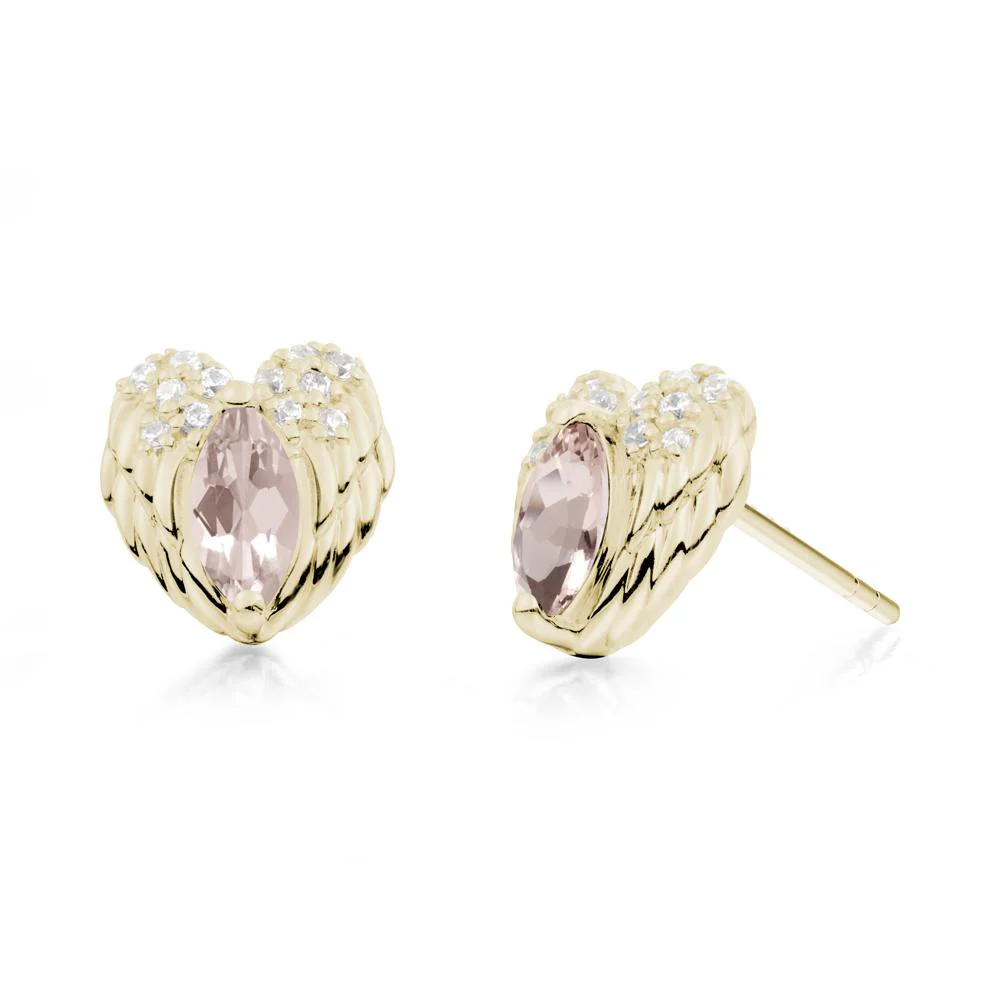 Guardian Angel Wings Morganite Stud Earrings