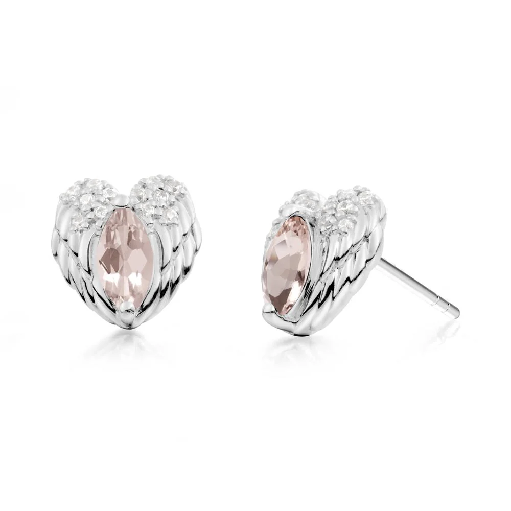Guardian Angel Wings Morganite Stud Earrings - Image 5