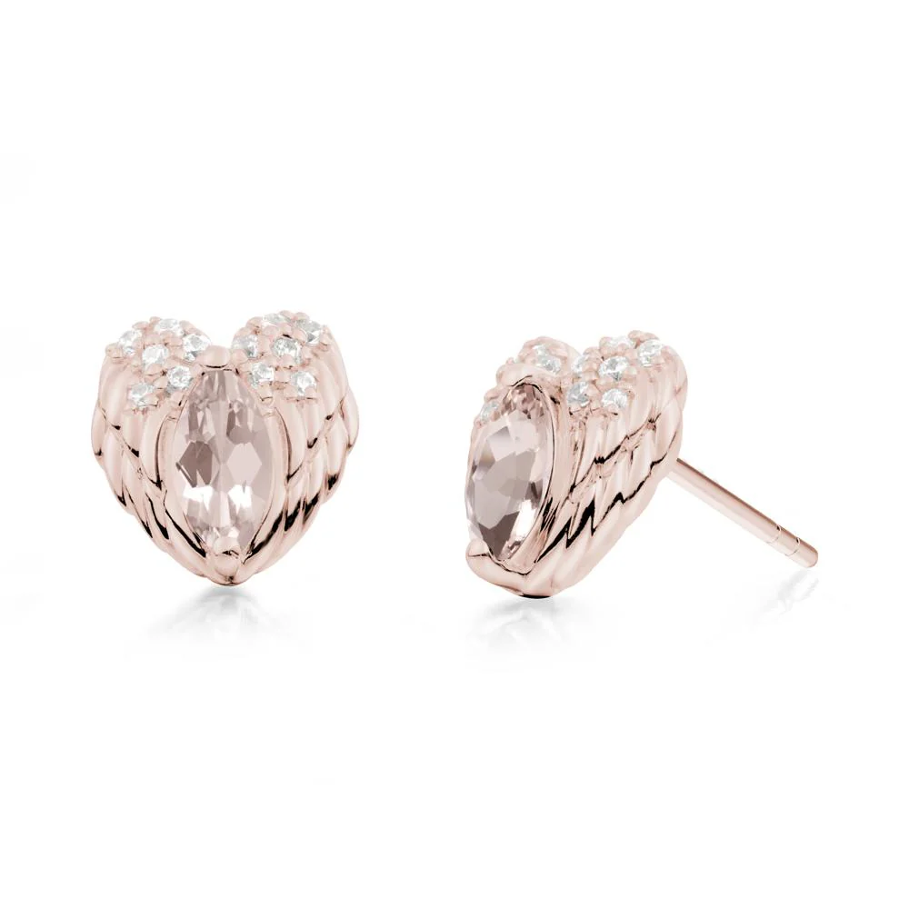 Guardian Angel Wings Morganite Stud Earrings - Image 7
