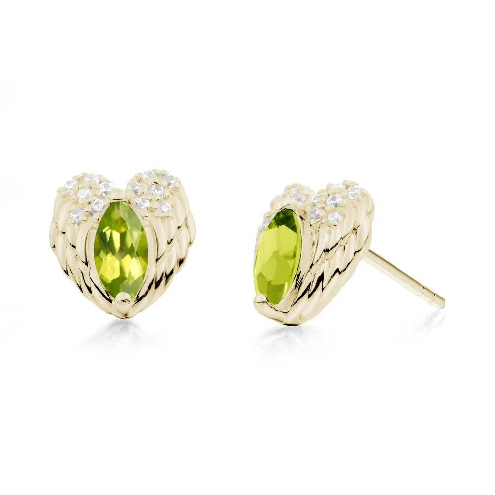 Guardian Angel Wings Peridot Stud Earrings