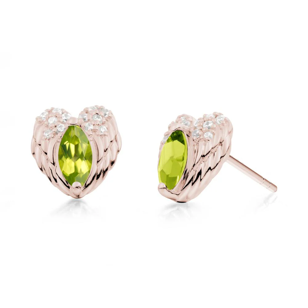 Guardian Angel Wings Peridot Stud Earrings - Image 3