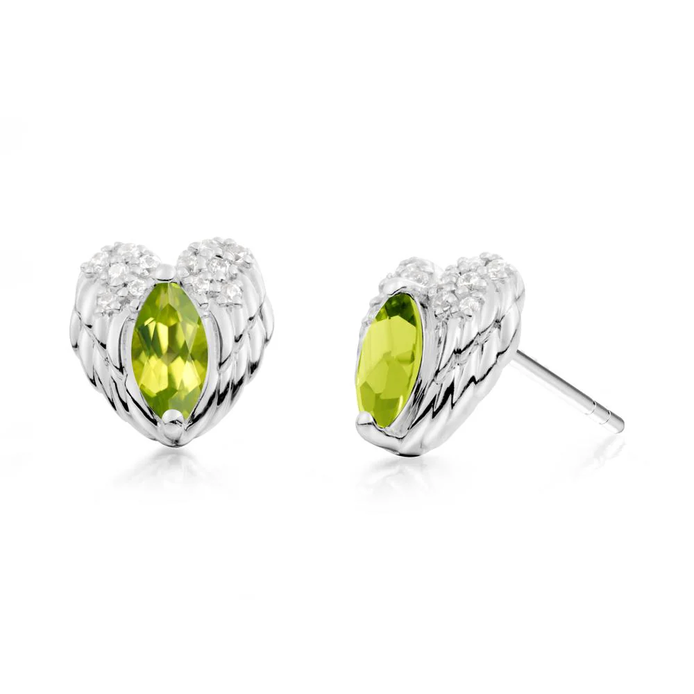 Guardian Angel Wings Peridot Stud Earrings - Image 8