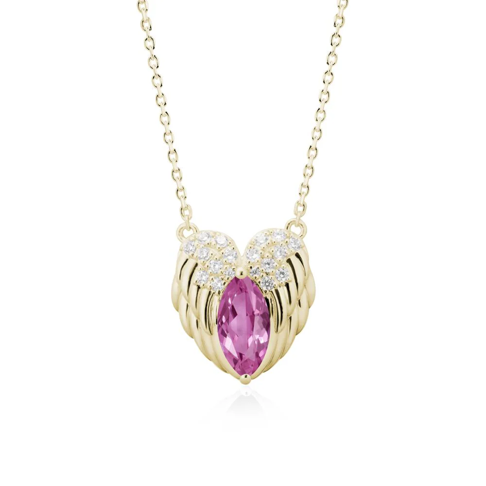Guardian Angel Wings Pink Sapphire Necklace - Image 4