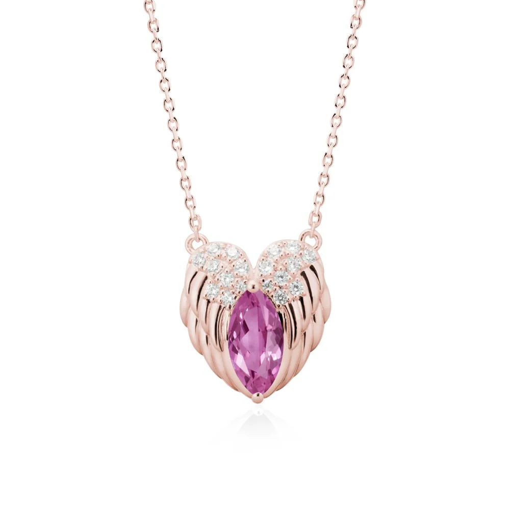 Guardian Angel Wings Pink Sapphire Necklace - Image 5