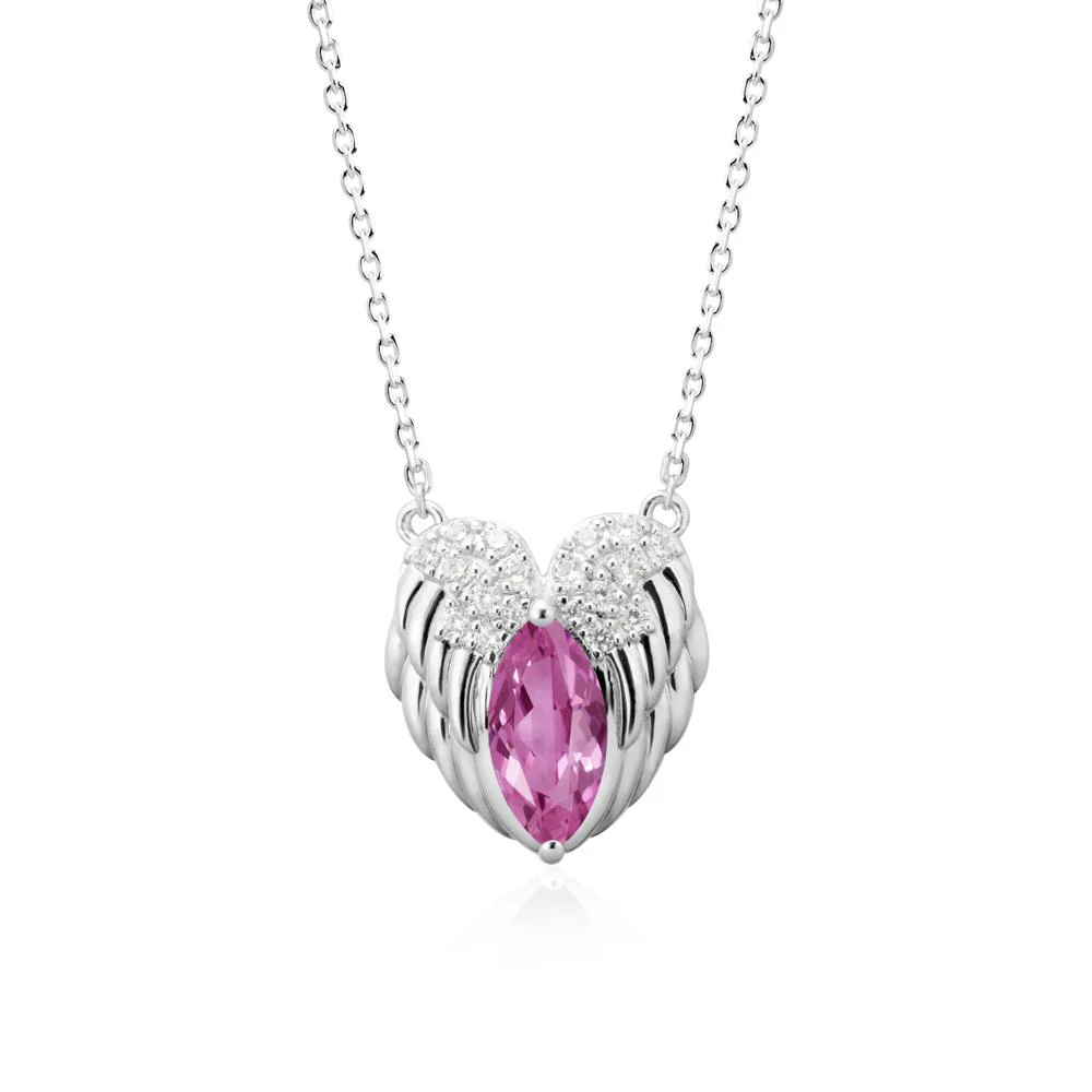 Guardian Angel Wings Pink Sapphire Necklace - Image 6