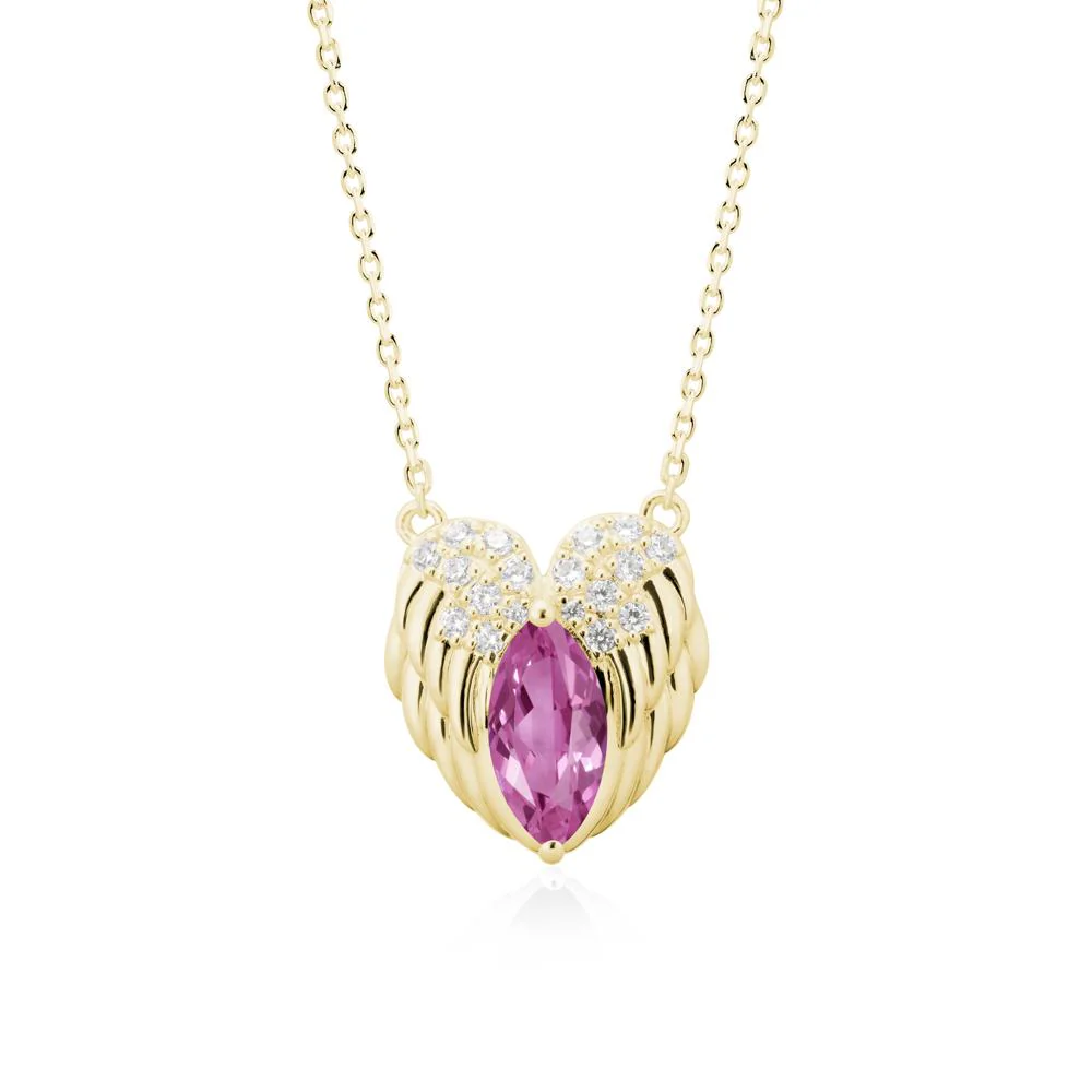 Guardian Angel Wings Pink Sapphire Necklace - Image 7