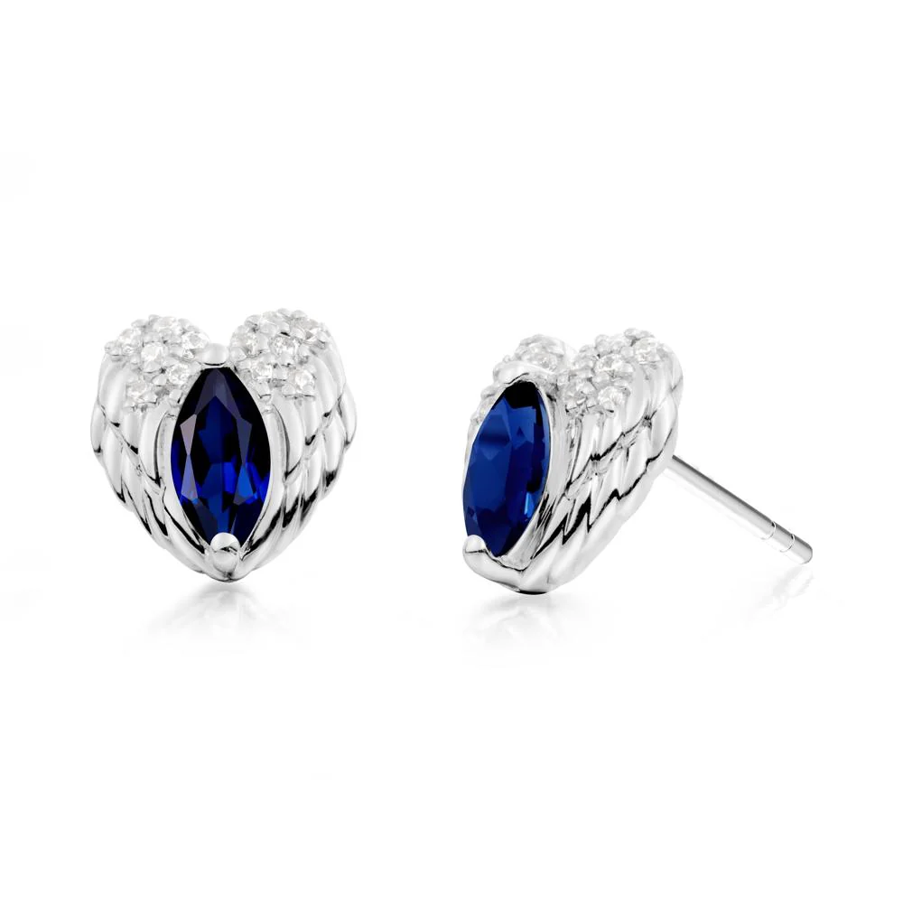 Guardian Angel Wings Sapphire Stud Earrings - Image 5