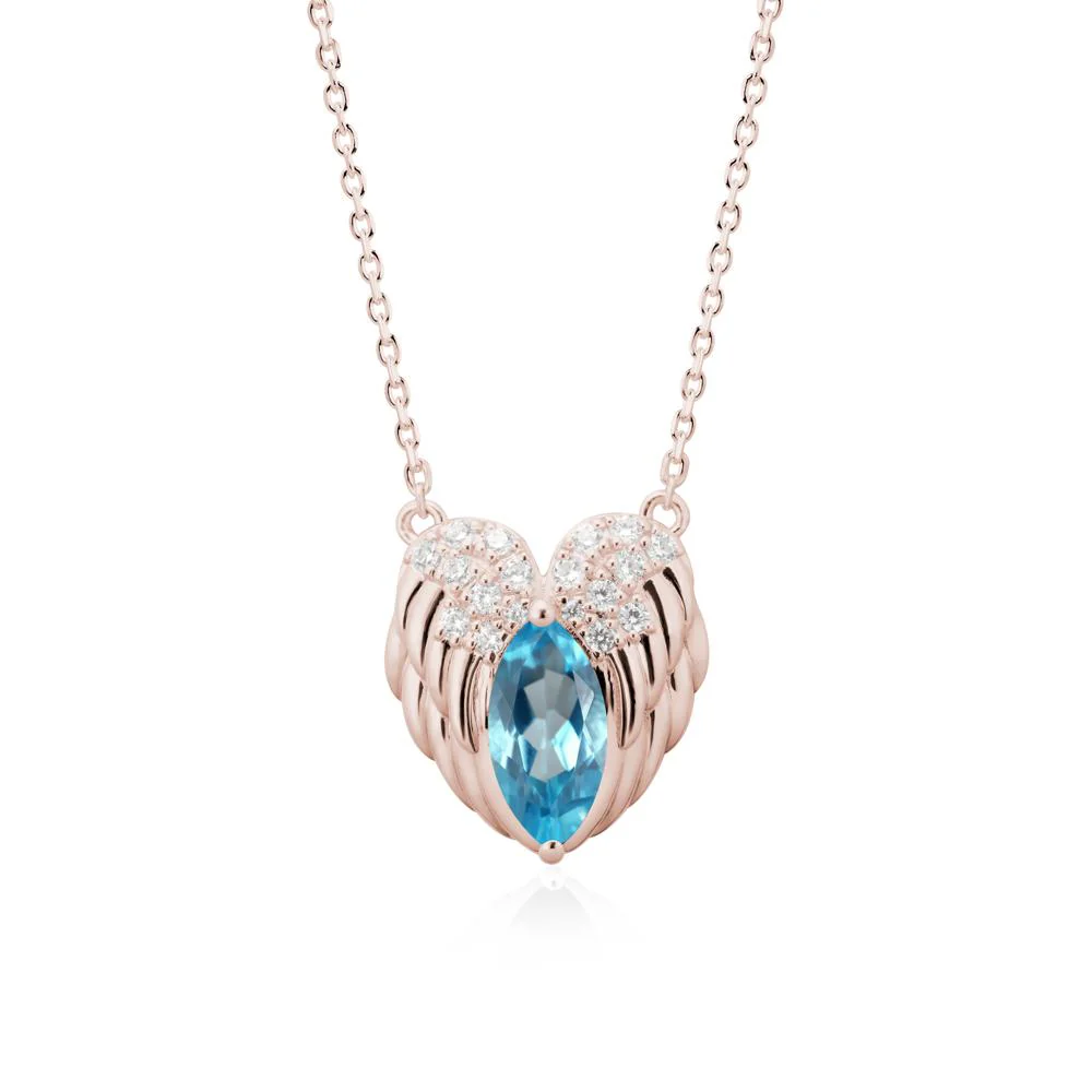 Guardian Angel Wings Swiss Blue Topaz Necklace - Image 2
