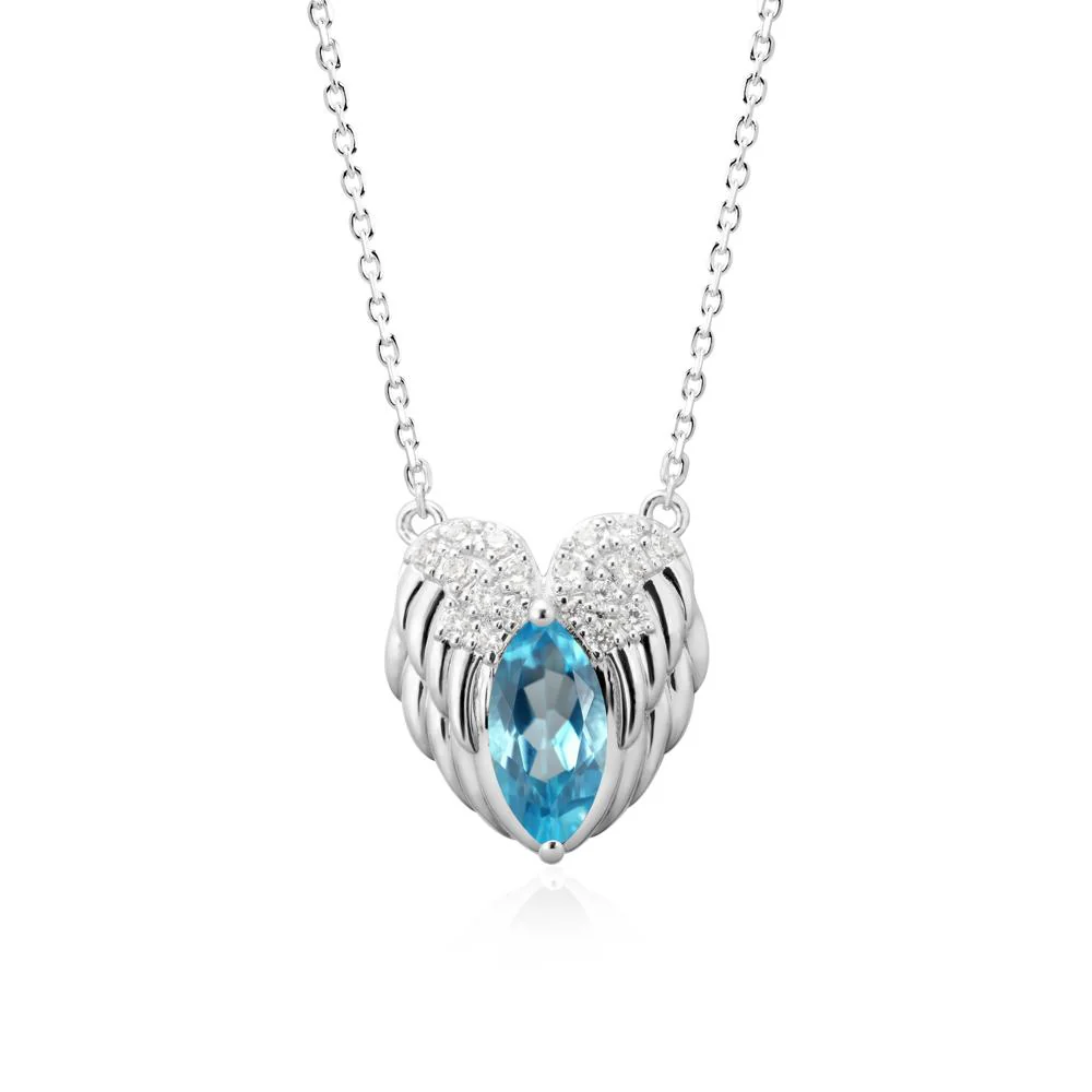 Guardian Angel Wings Swiss Blue Topaz Necklace - Image 3
