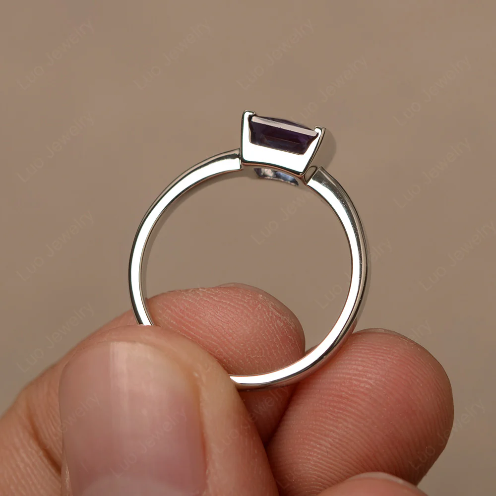 Half Bezel Set Alexandrite Solitaire Ring - Image 2