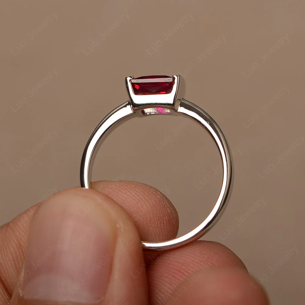 Ruby Half Bezel Solitaire Engagement Ring - Image 2
