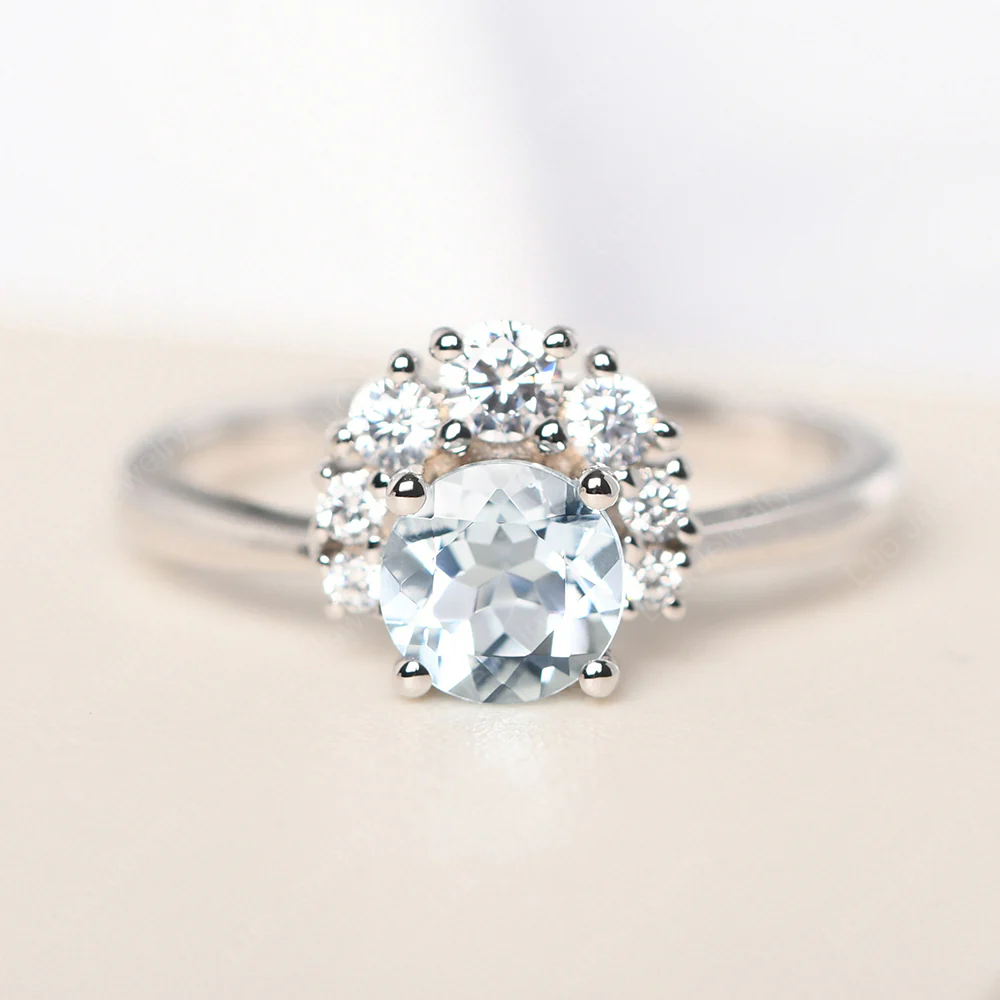 Cluster Aquamarine Ring