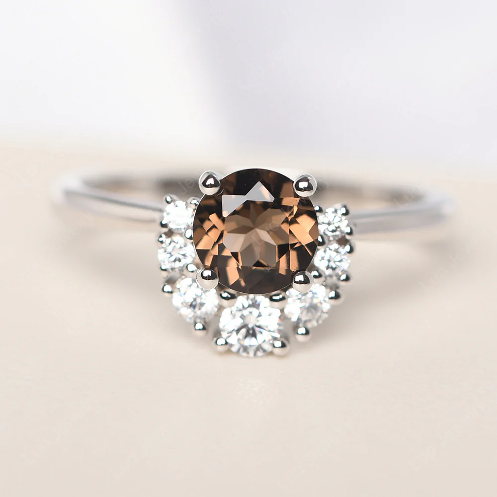 Cluster Smoky Quartz Ring