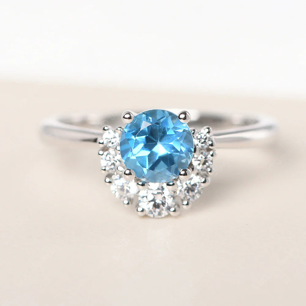 Cluster Swiss Blue Topaz Ring
