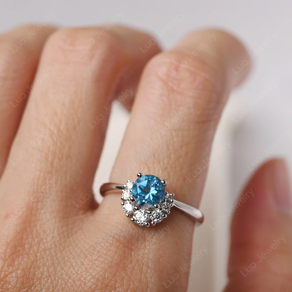 Cluster Swiss Blue Topaz Ring - Image 5