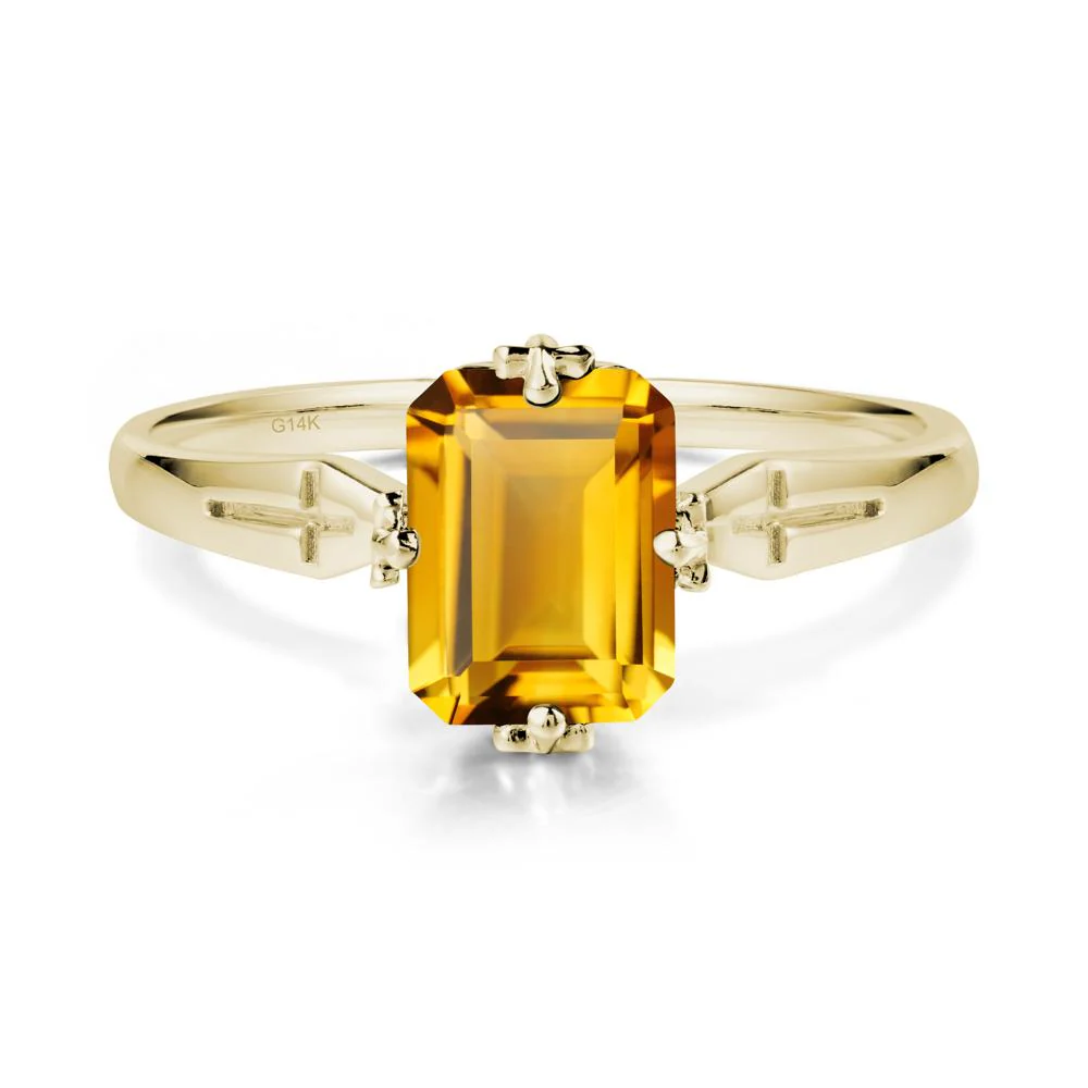 Halloween Emerlald Cut Citrine Ring