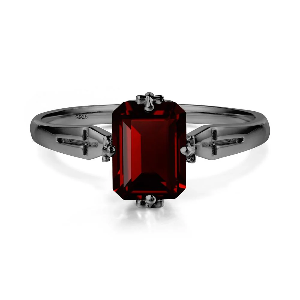 Halloween Emerlald Cut Garnet Ring