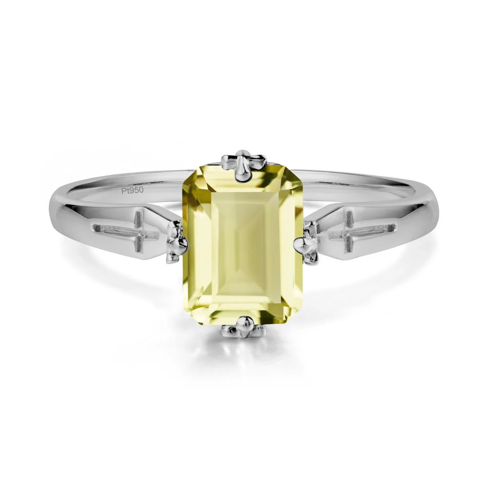 Halloween Emerlald Cut Lemon Quartz Ring