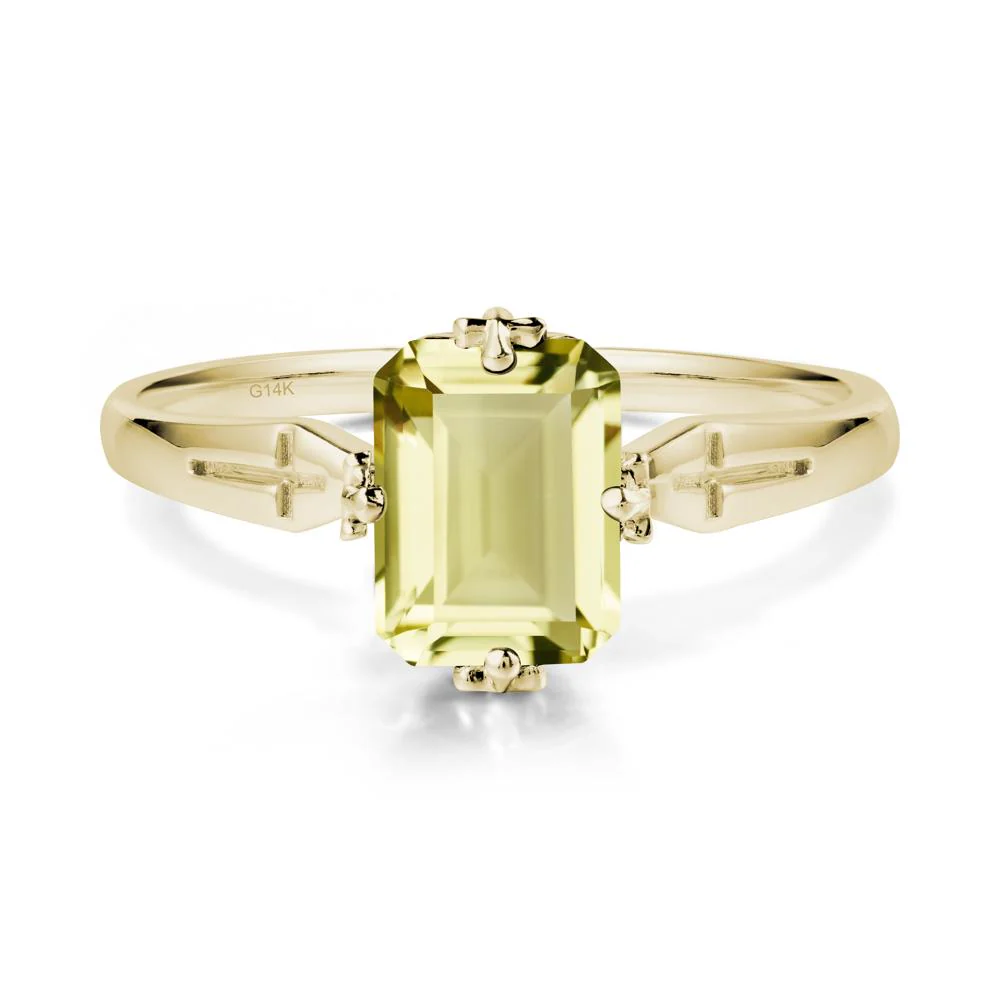 Halloween Emerlald Cut Lemon Quartz Ring - Image 4