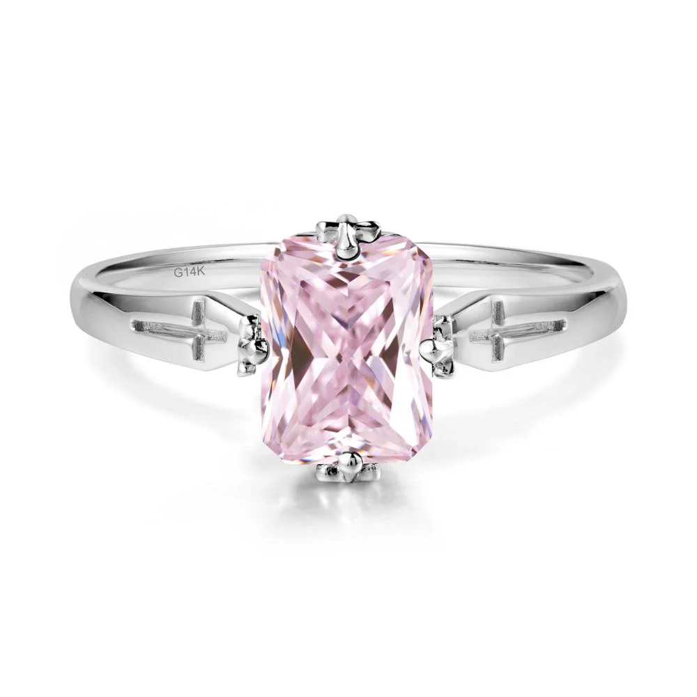 Halloween Emerlald Cut Pink Cubic Zirconia Ring - Image 3