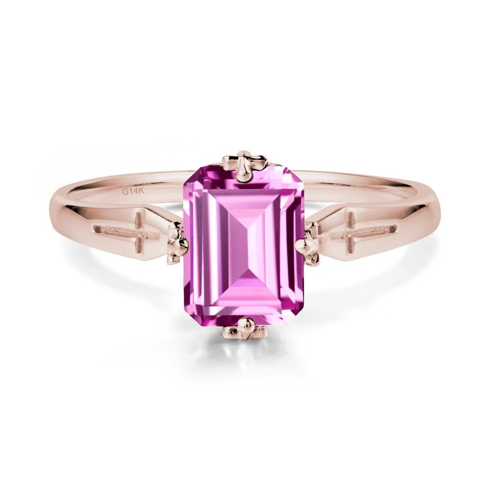 Halloween Emerlald Cut Pink Sapphire Ring - Image 2