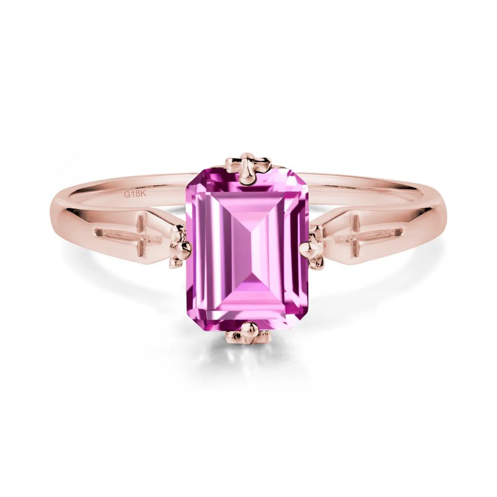 Halloween Emerlald Cut Pink Sapphire Ring - Image 5