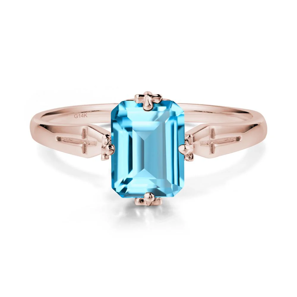 Halloween Emerlald Cut Swiss Blue Topaz Ring - Image 2